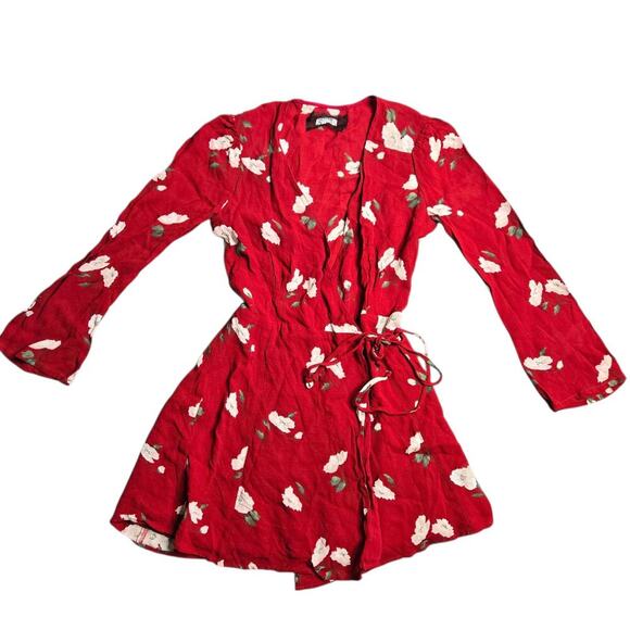 Reformation Collins Wrap Red Dress Size: XS - Picture 2 of 7